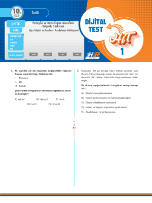 10 Sınıf Tarih DİJİTAL TEST HIZ VE RENK 2024